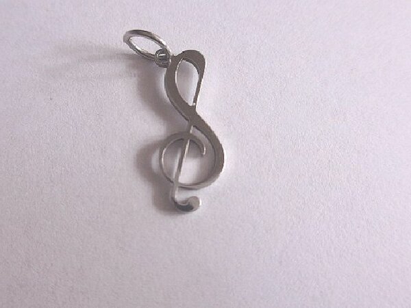 pendant treble clef- stainless steel